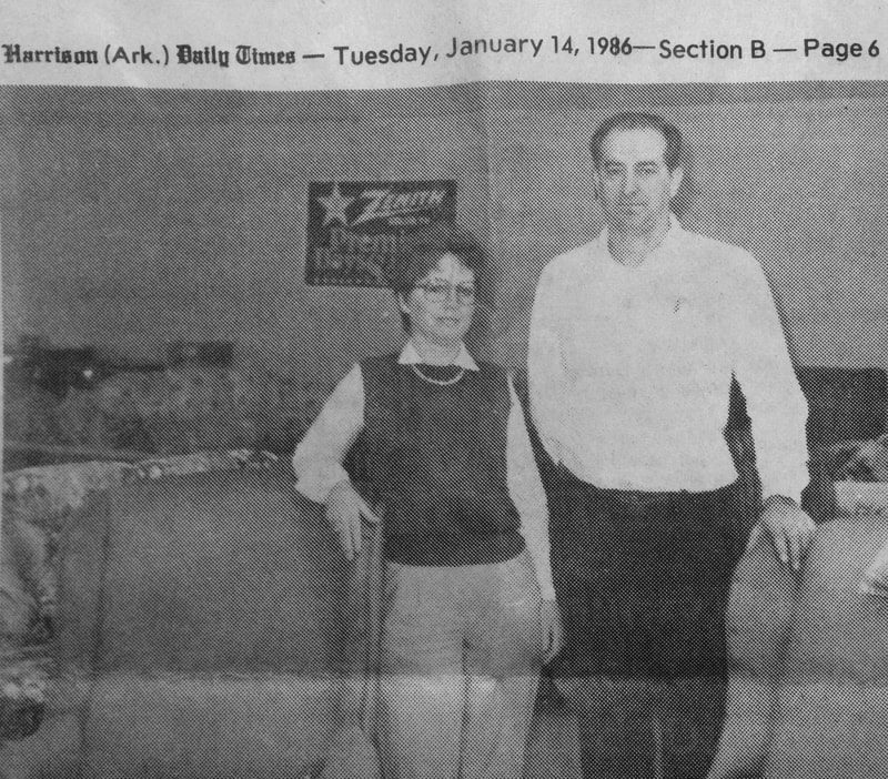 Beverly and Jay Fountain at Fountain Home Center, Harrison Daily Times 1986